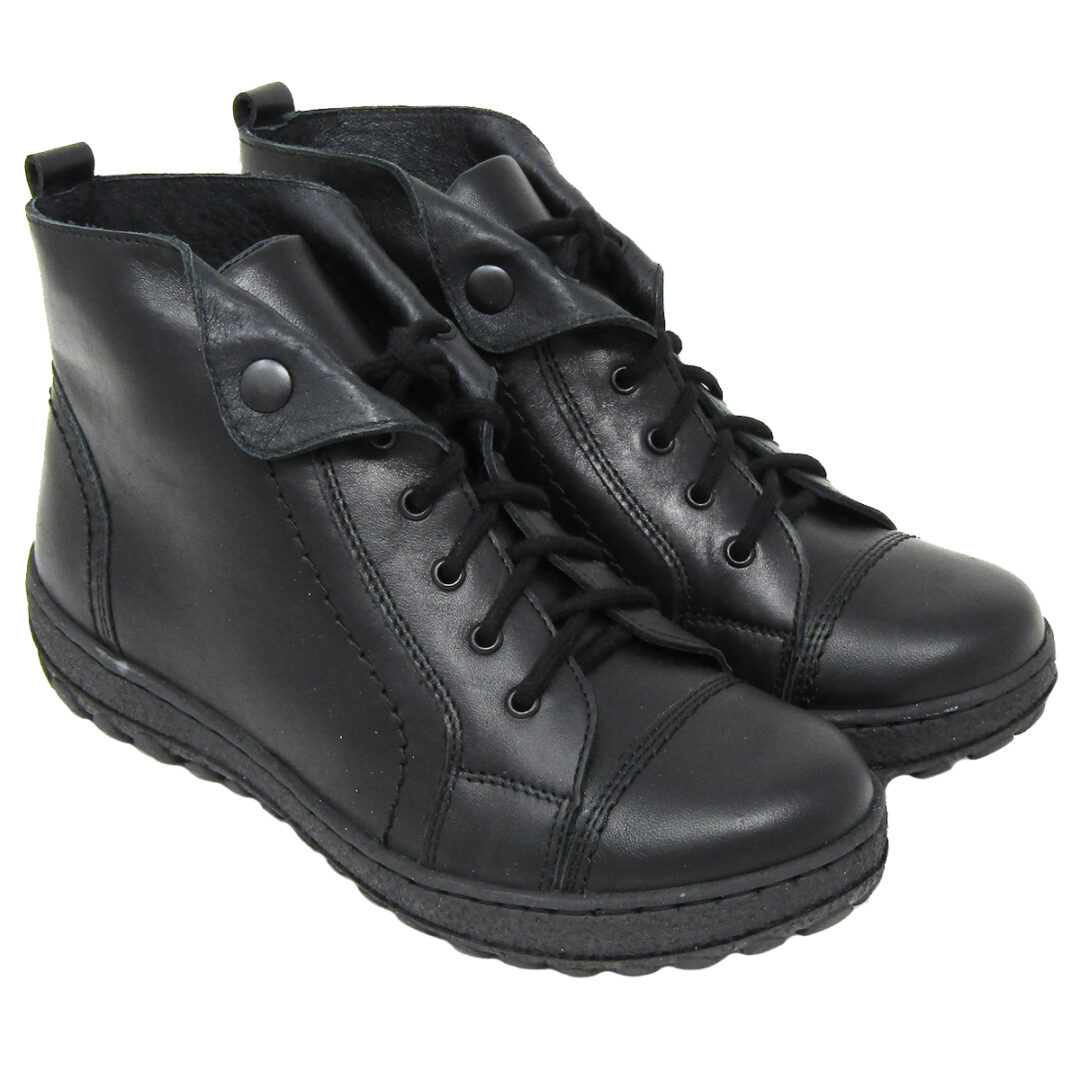 Smooth Nappa Leather Ankle Boots with Buckle Detail Black