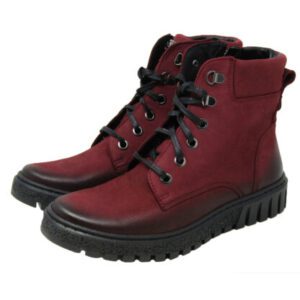 Celina Red Water Resistant Genuine Burnished Nubuck Leather