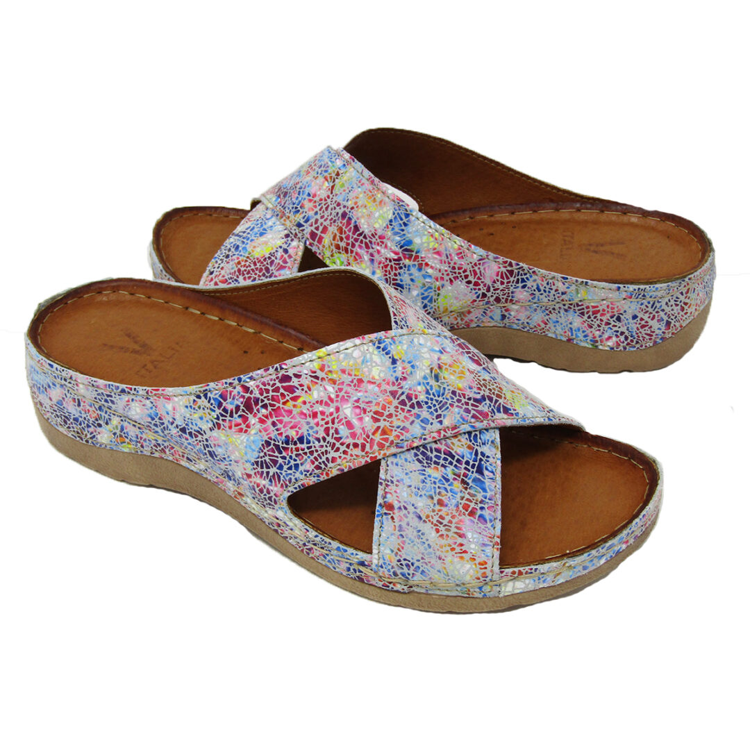 V Italia Genevieve 869 Multi Flowers Print Leather
