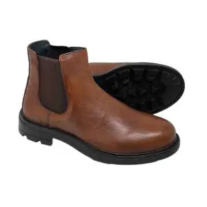 Angelo Mid Brown Chelsea Boots on Natural Rubber Sole