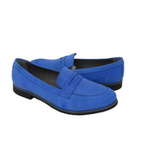 V Italia Gina Blue Leather Nubuck Loafer