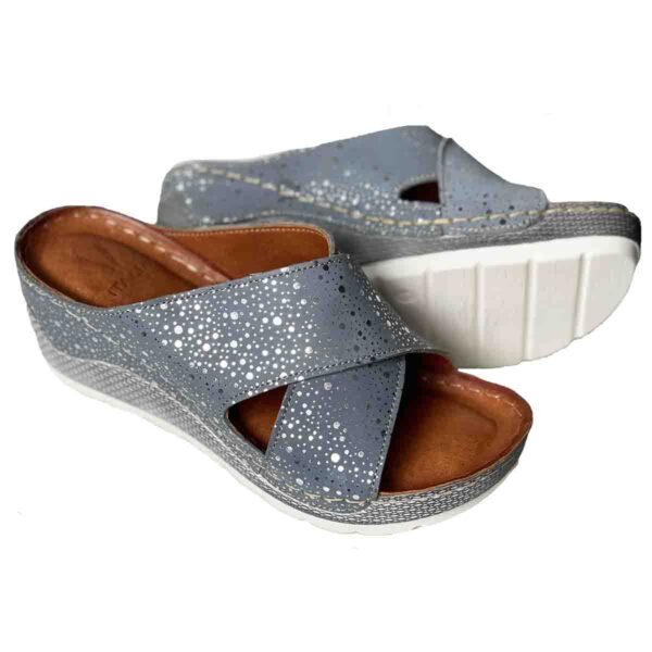 Emma 935  in Blue Silver Genuine Leather Combination - Image 3