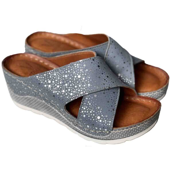 Emma 935  in Blue Silver Genuine Leather Combination