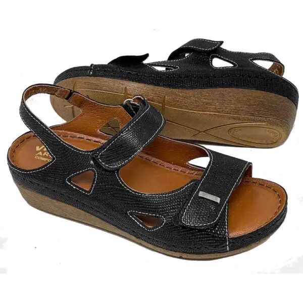 Vital Arch Angela 619 Comfort Therapeutic Sandals in Black Printed Genuine Leather - Image 3