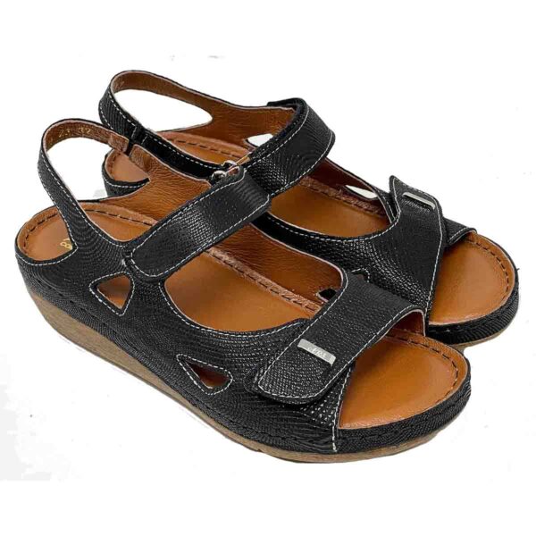 Vital Arch Angela 619 Comfort Therapeutic Sandals in Black Printed Genuine Leather - Image 3