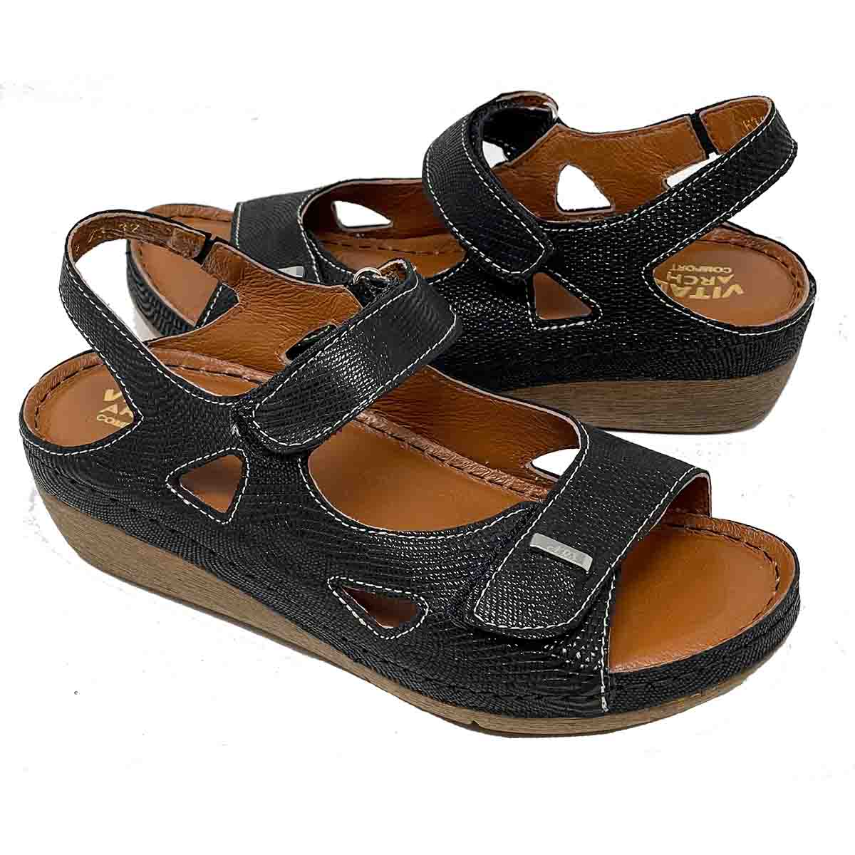 Vital Arch Angela 619 Comfort Therapeutic Sandals in Black Stamp ...