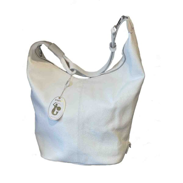 V-ITALIA SYRENA SR 11 SHOULDER BAG IN WHITE  PEBBLE LEATHER