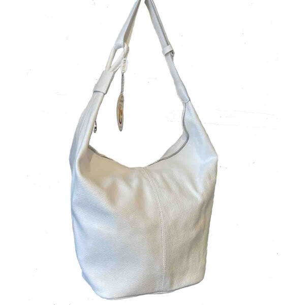 V-ITALIA SYRENA SR 11 SHOULDER BAG IN WHITE  PEBBLE LEATHER - Image 3