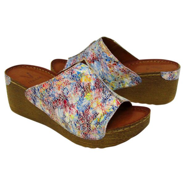 Katia Multicolor Genuine Leather on Extra Light Cork Wedge - Image 2