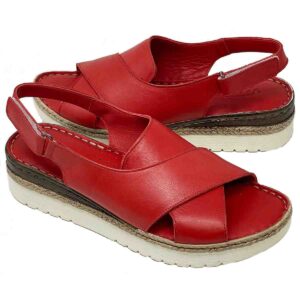 Vital Arch Salsa Red Genuine Leather Wedge Sandals