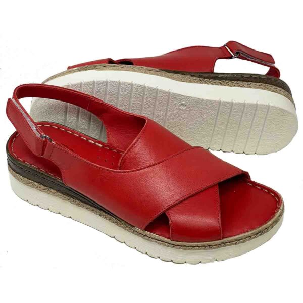 Vital Arch Salsa Red Genuine Leather Wedge Sandals - V Italia & Vital Arch