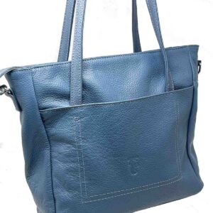 Syrena 9514 Shoulder Bag in Soft Blue Genuine Pebble Leather