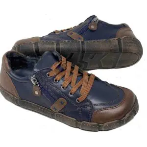 Charmain Comfort Fun Casual Flats in Blue Brown Genuine Leather