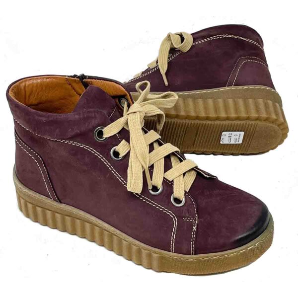 Kiki2 Plum Nubuck Sanded Genuine Nubuck Leather - Water Resistant - Image 2