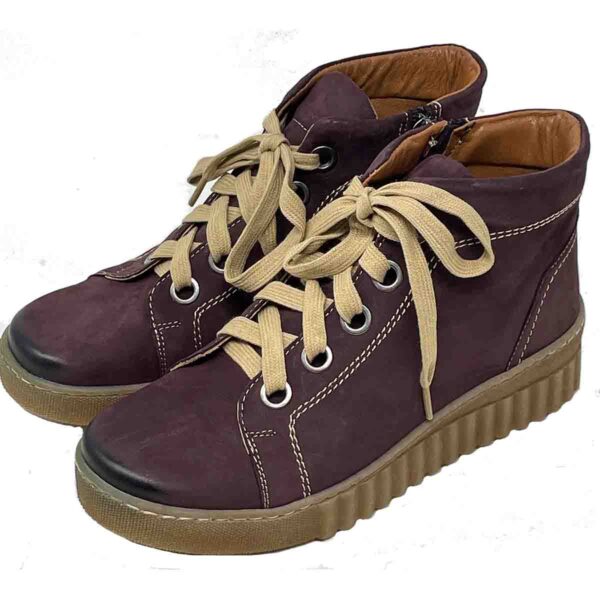 Kiki2 Plum Nubuck Sanded Genuine Nubuck Leather - Water Resistant - Image 3