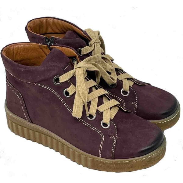 Kiki2 Plum Nubuck Sanded Genuine Nubuck Leather - Water Resistant