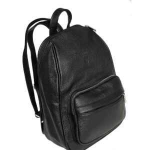 Syrena Mid Size Bag Pack in Black  Genuine Pebble Leather