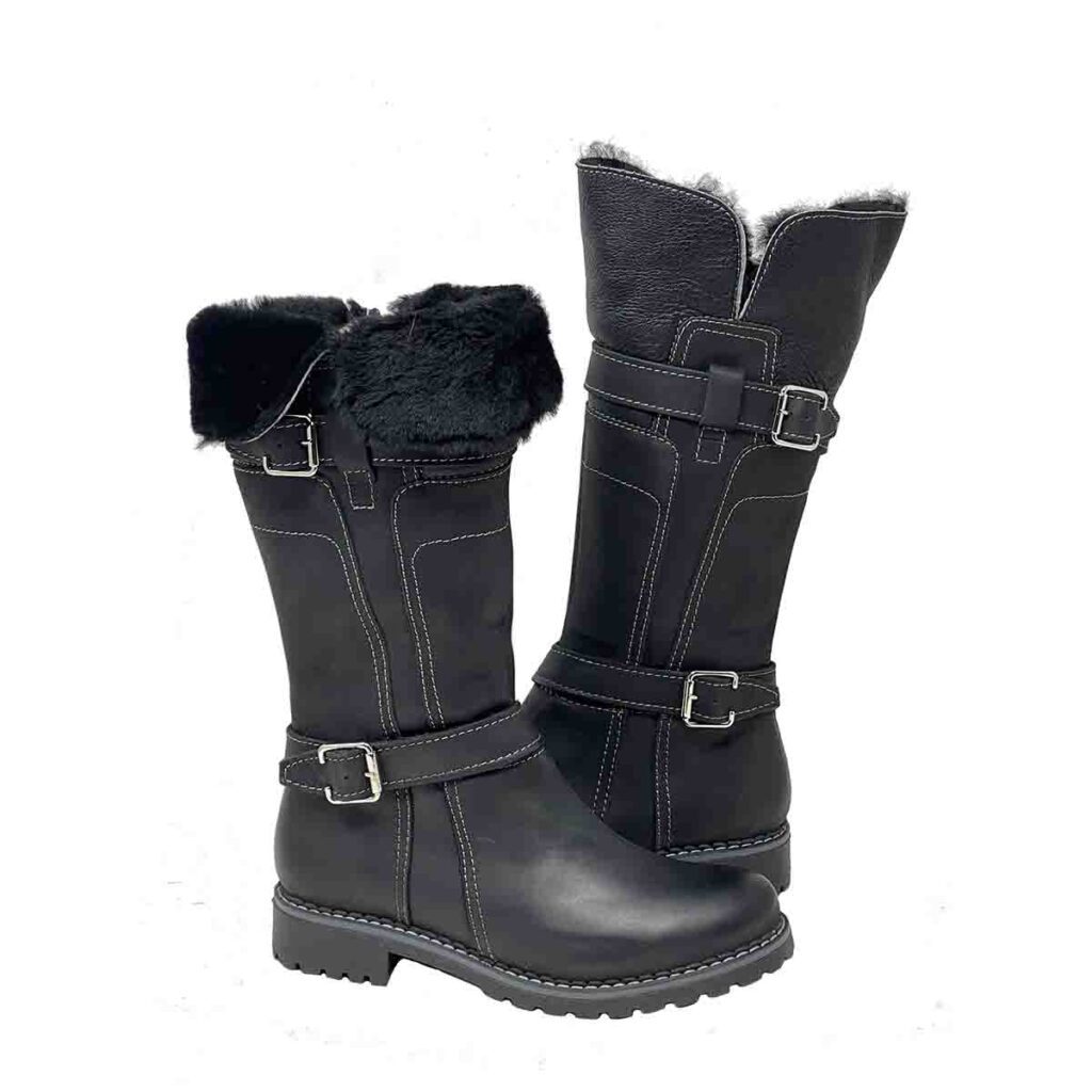 V Italia 1072 Alps Women's Shearling Boots - Distressed Leather With Wool Lining, Handmade In Europe - View #5