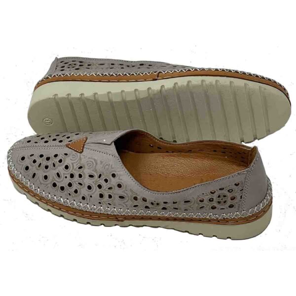 Jenny in Stone Genuine Leather Summer Comfort Flat with removable comfort insole - Image 3