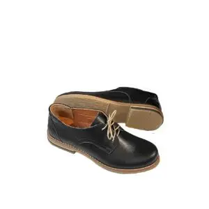V Italia Gina Black Soft Nappa Oxford in smooth leather finish