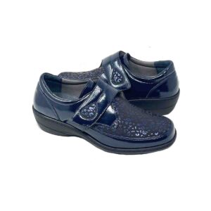 Vital Arch by 1145  Navy Genuine Leather w/h Stretch Fabric on the toe box