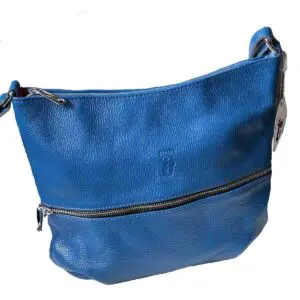 Syrena Electric Blue Pebble Leather Cross Body Bag