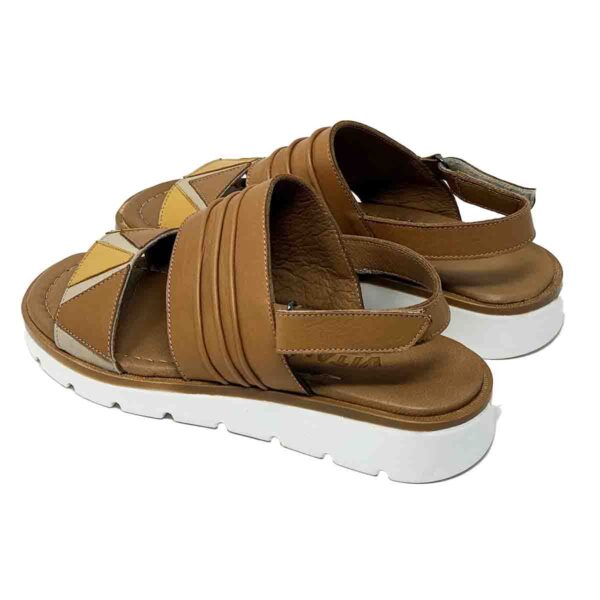 Angelica Comfort sandals in Light Brown tone Genuine Leather and contrasting front three tone bend - Image 3