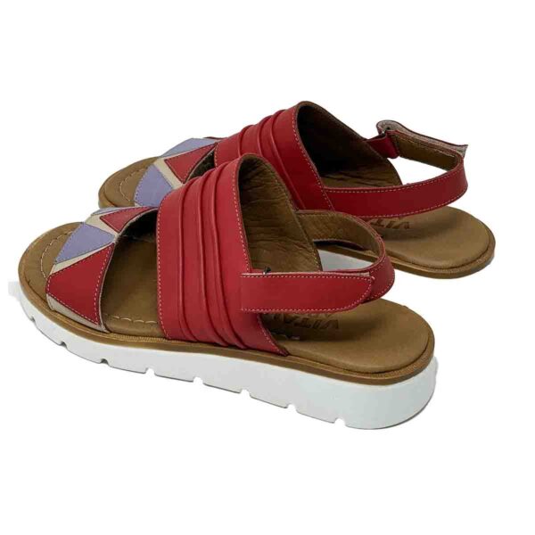 Angelica Comfort Sandals in Red and accent three colors front bend - Image 3