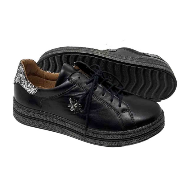 La Farfalla  2 Comfort Genuine Leather Fashion Walking Shoe in Black - Image 3