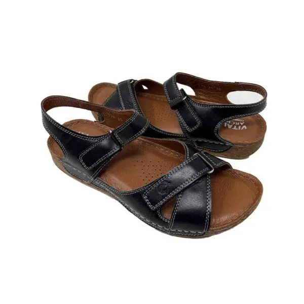 Vital Arch Ani 878 Comfort Sandals in Soft Black Nappa  Genuine Leather - Image 3