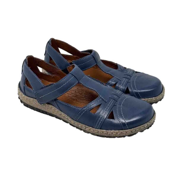 Diora Dark Blue Closed Toe Summer Flats - Image 2