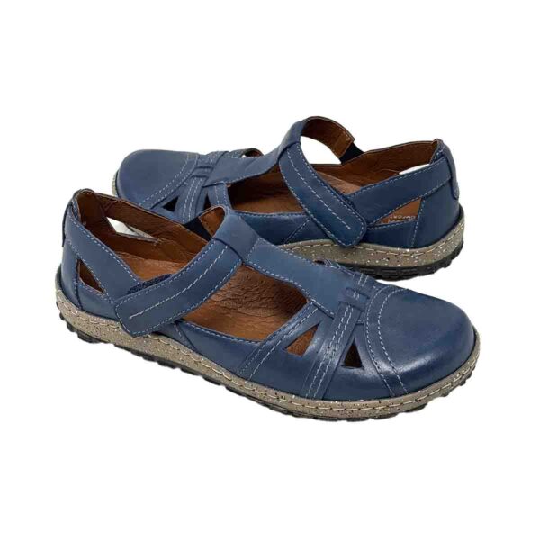 Diora Dark Blue Closed Toe Summer Flats - Image 3