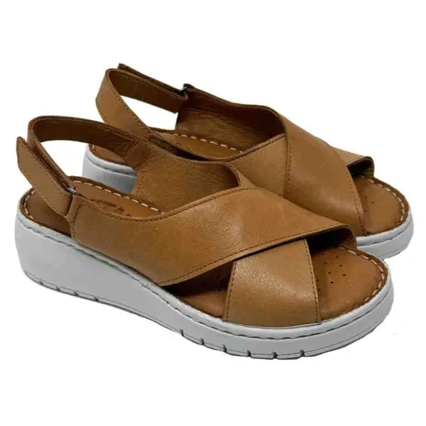 Vital Arch Cleo soft comfort sandals finish in light brown soft genuine leather