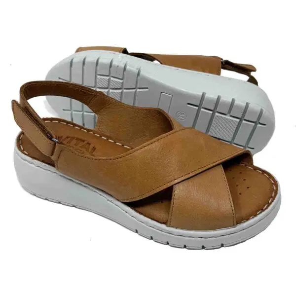 Vital Arch Cleo soft comfort sandals finish in light brown soft genuine leather - Image 2