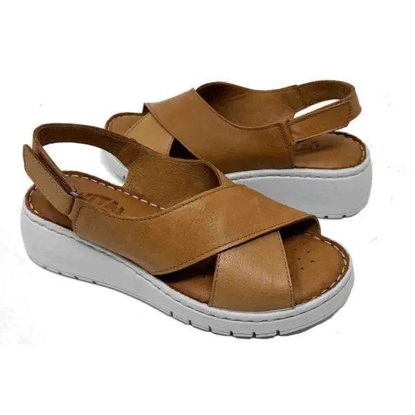 Vital Arch Cleo soft comfort sandals finish in light brown soft genuine leather - Image 3