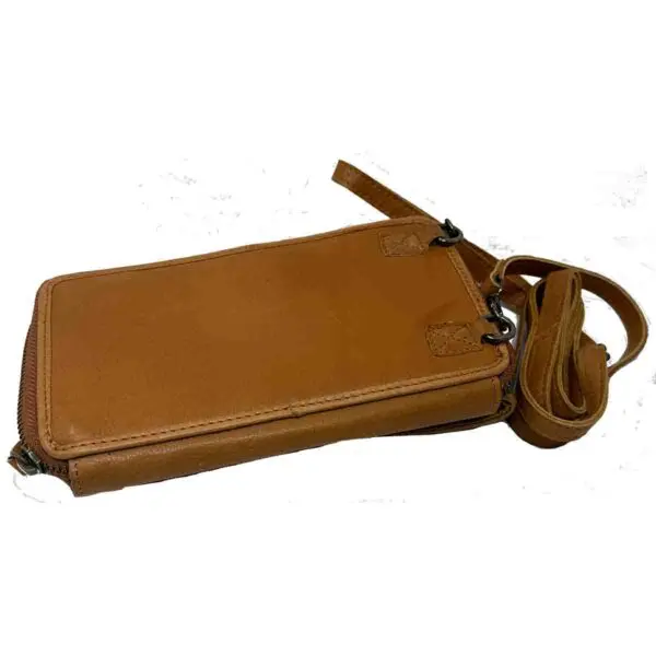Belinda Wallet Purse in Soft Genuine Soft Pebble Leather Light Brown RFID protected - Image 2