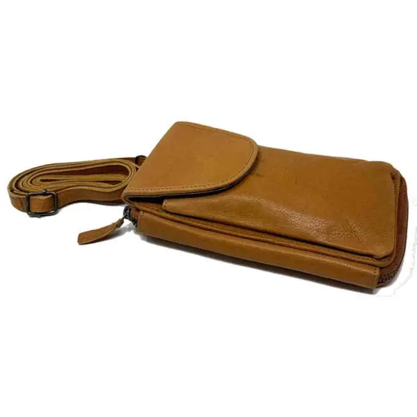 Belinda Wallet Purse in Soft Genuine Soft Pebble Leather Light Brown RFID protected - Image 3