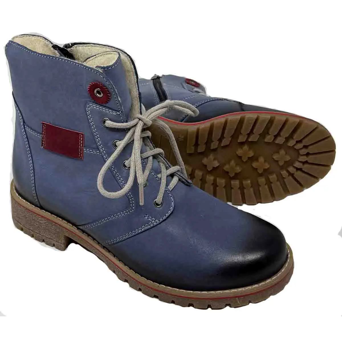 Brigida Light Blue  Burnished Leather Water Resistant with Removable Wool Insert - Image 2