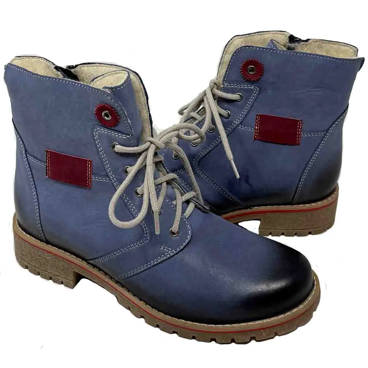 Brigida Light Blue  Burnished Leather Water Resistant with Removable Wool Insert - Image 3