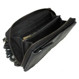 Belinda Functional Wallet Purse in Soft Genuine Soft Pebble Black Leather RFID protected