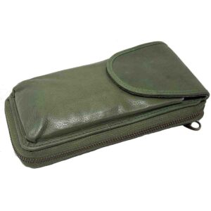 Belinda Functional Wallet Purse in Soft Genuine Soft Pebble Olive Leather RFID protected