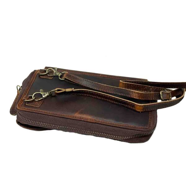 Belinda Functional Wallet Purse in Soft Genuine Soft Pebble Distress Brown  Leather RFID protected - Image 3