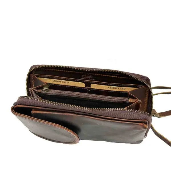 Belinda Functional Wallet Purse in Soft Genuine Soft Pebble Distress Brown  Leather RFID protected