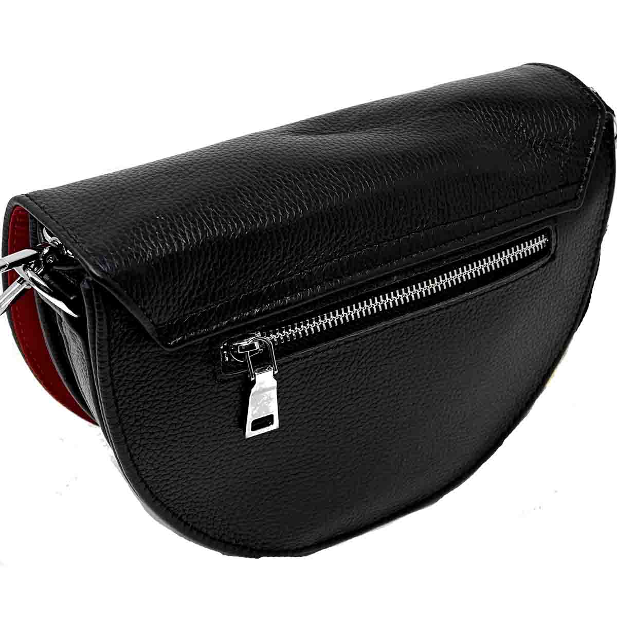 Jackie Small Cross Body Handbag in Black  Genuine Pebble Leather - Image 2