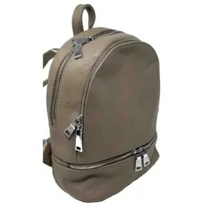 Syrena Dressy Bag Pack in Taupe Genuine Pebble Leather