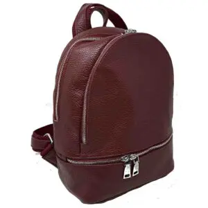 Syrena Dressy Bag Pack in Vino Genuine Pebble Leather