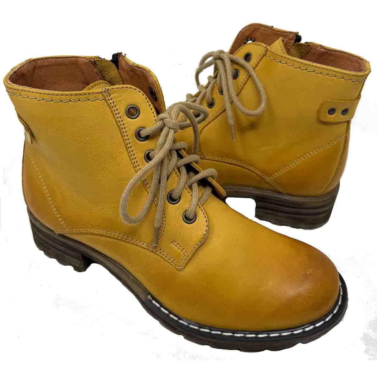 Piper Mustard Genuine Leather Ankle Boots - Image 2