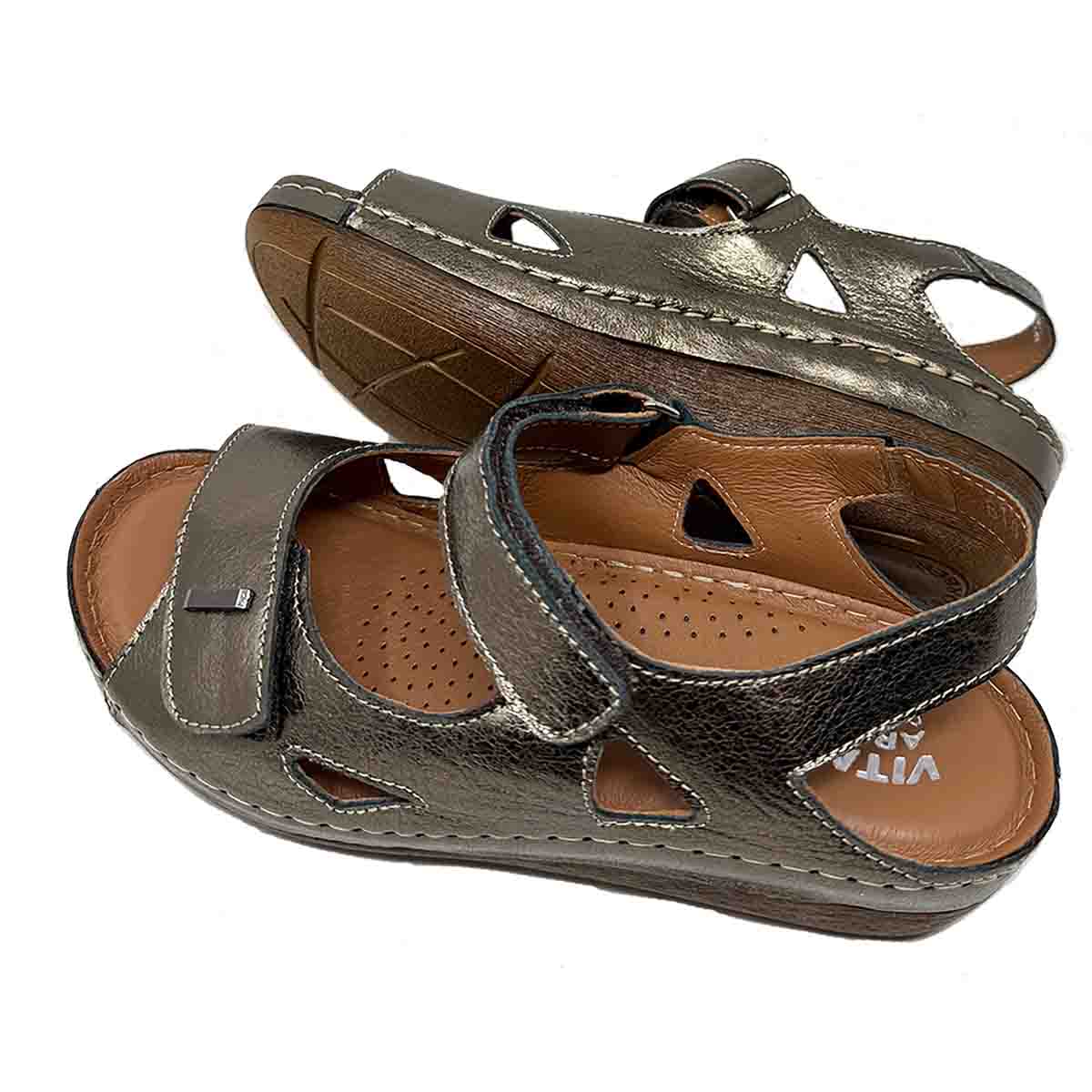 Vital Arch Angela 619 Comfort Therapeutic Sandals in Bronze Gold Genuine Leather - Image 2