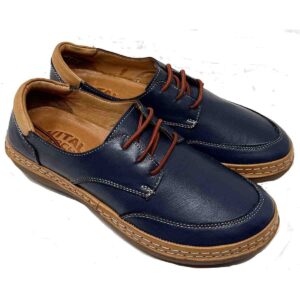 Veronica Extra Light Lace Up Flats in Navy Soft Genuine Leather