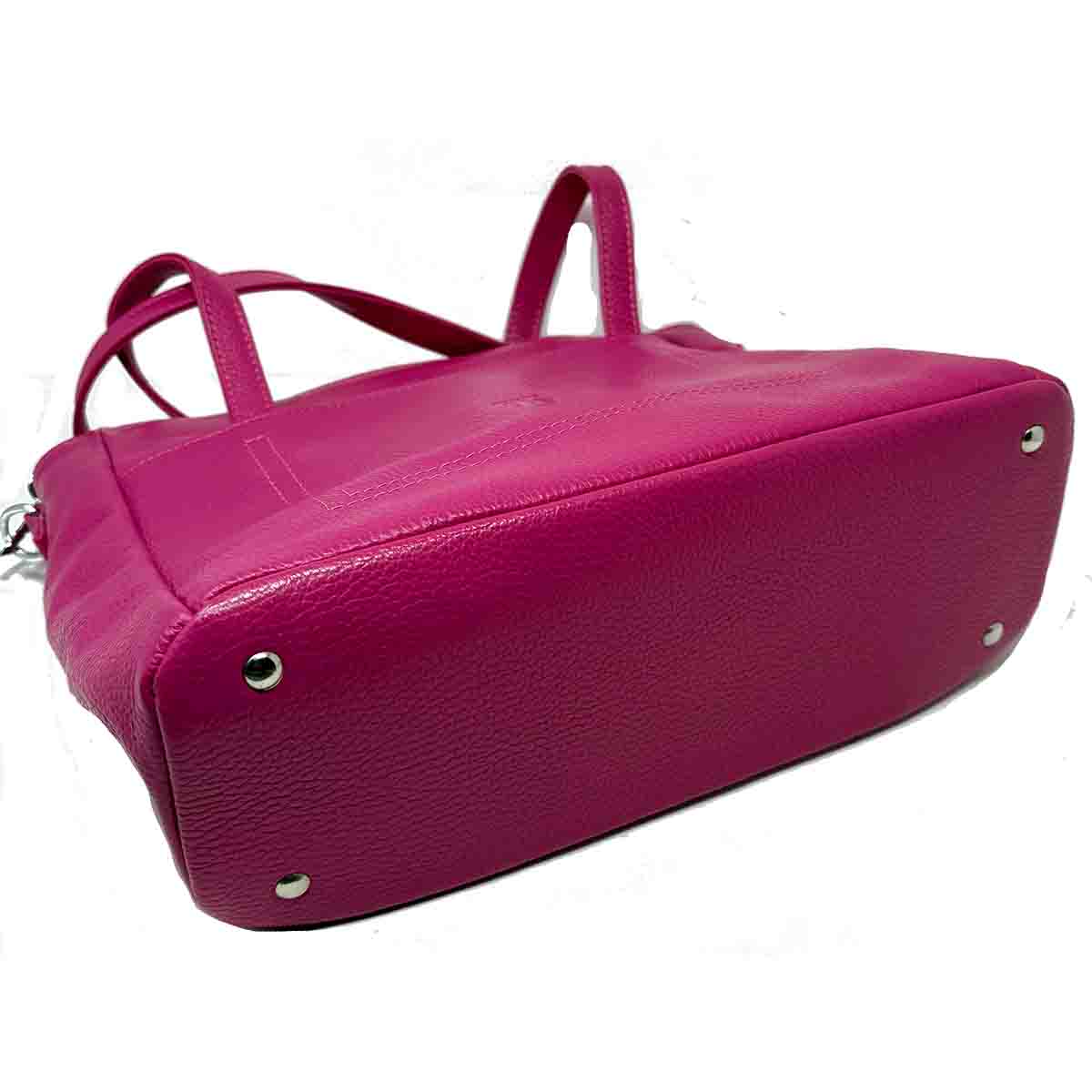 Syrena 9514 Shoulder Bag in Fuxia Genuine Pebble Leather - Image 2